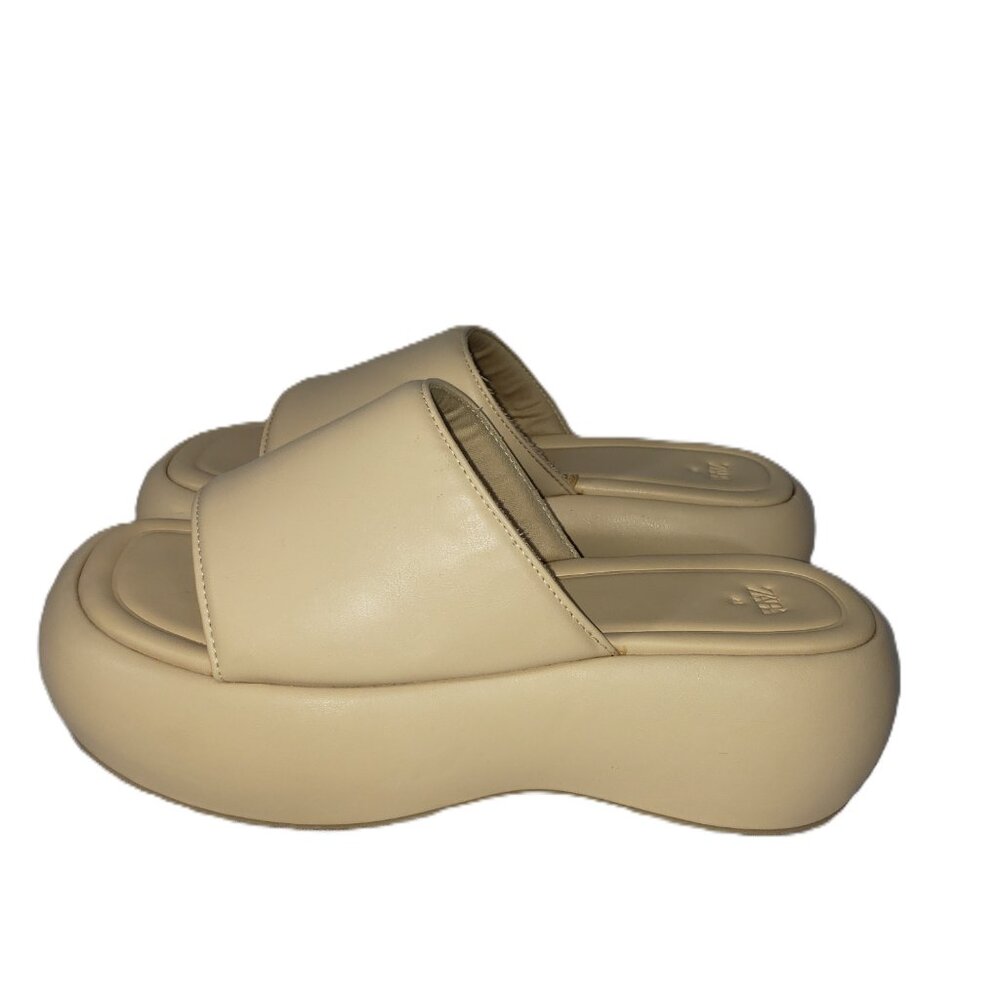 ZARA FLATFORM SANDALS BEIGE SIZE 9